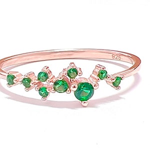 Emerald Cluster Ring / Emerald Ring / Emerald Cluster Ring / Cluster Emerald Ring / Rose Gold Ring / Gold Ring / Handmade Emerald Jewelry image 3