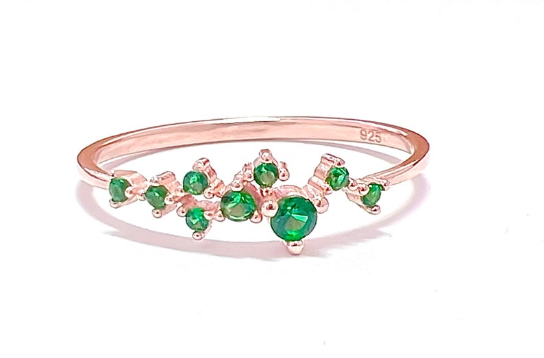 Emerald Cluster Ring / Emerald Ring / Emerald Cluster Ring / Cluster Emerald Ring / Rose Gold Ring / Gold Ring / Handmade Emerald Jewelry image 3
