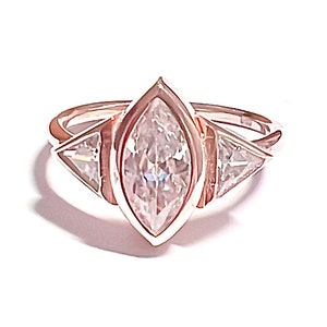 Marquise Diamant Ring / Diamant Ring / Dreieck Ring / Marquise Ring / Gold Ring / Diamant Gold Ring / Rose Gold Ring / Handgemachter Ring Bild 1