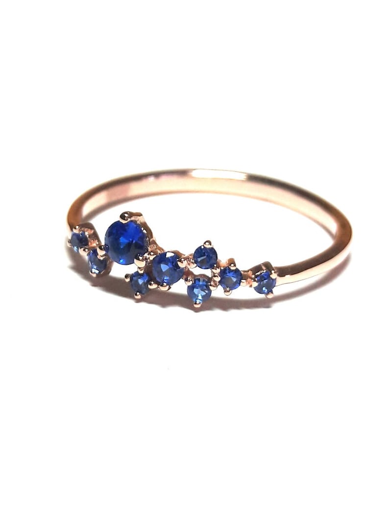 14K Gold Ring Cluster Ring 14K Solid Gold Ring Sapphire Jewelry 14K Solid Gold /& Handmade Natural Sapphire Ring Sapphire Ring