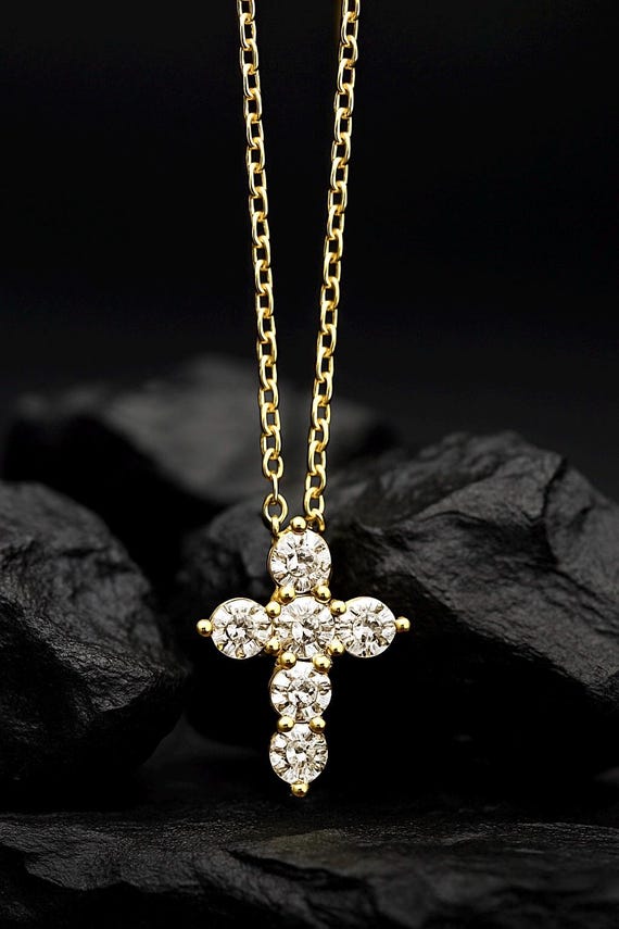 Ciondolo Croce Vintage In Argento Sterling 925 Con Pietra Di - Foto 4