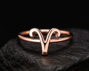 8k Solid Gold Aries Ring / Zodiac Ring / Horoscope Ring / Astrology Sign / Zodiac Jewelry / 8k Solid Handmade Aries Zodiac Ring