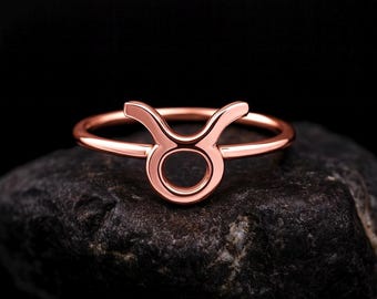 8k Solid Gold Taurus Ring / Zodiac Ring / Horoscope Ring / Astrology Sign / Zodiac Jewelry / 8k Solid Handmade Taurus Zodiac Ring