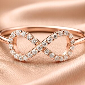 8K Solid Gold Infinity Ring / Dcolor VVS1 clarity Moissanite Ring / Diamond Ring / Gold Ring / Gold Jewelry /Gold & Moissanite Infinity Ring