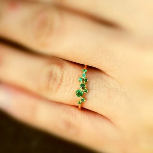 Emerald Cluster Ring / Emerald Ring / Emerald Cluster Ring / Cluster Emerald Ring / Rose Gold Ring / Gold Ring / Handmade Emerald Jewelry image 2