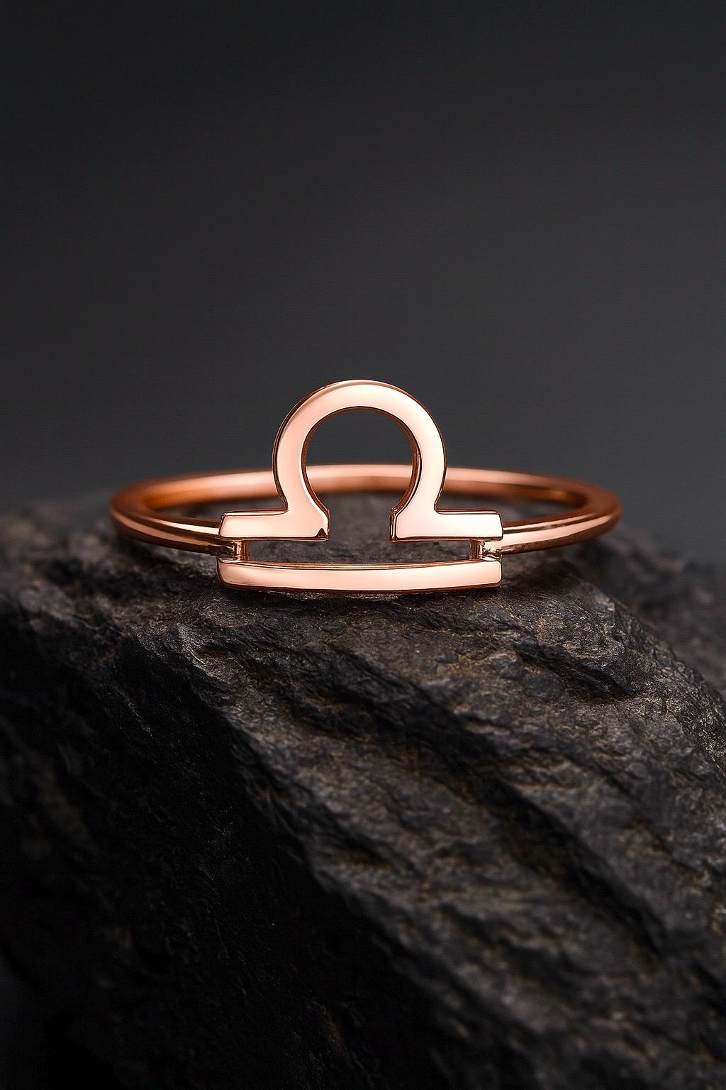 8k Solid Gold Libra Ring / Zodiac Ring / Horoscope Ring / Zodiac Jewelry / 8k Solid Gold Handmade Zodiac Libra Ring