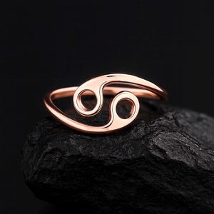 8k Solid Gold Cancer Zodiac Ring / Cancer Horoscope Ring / Gold Ring / 8k Solid Handmade Zodiac Ring