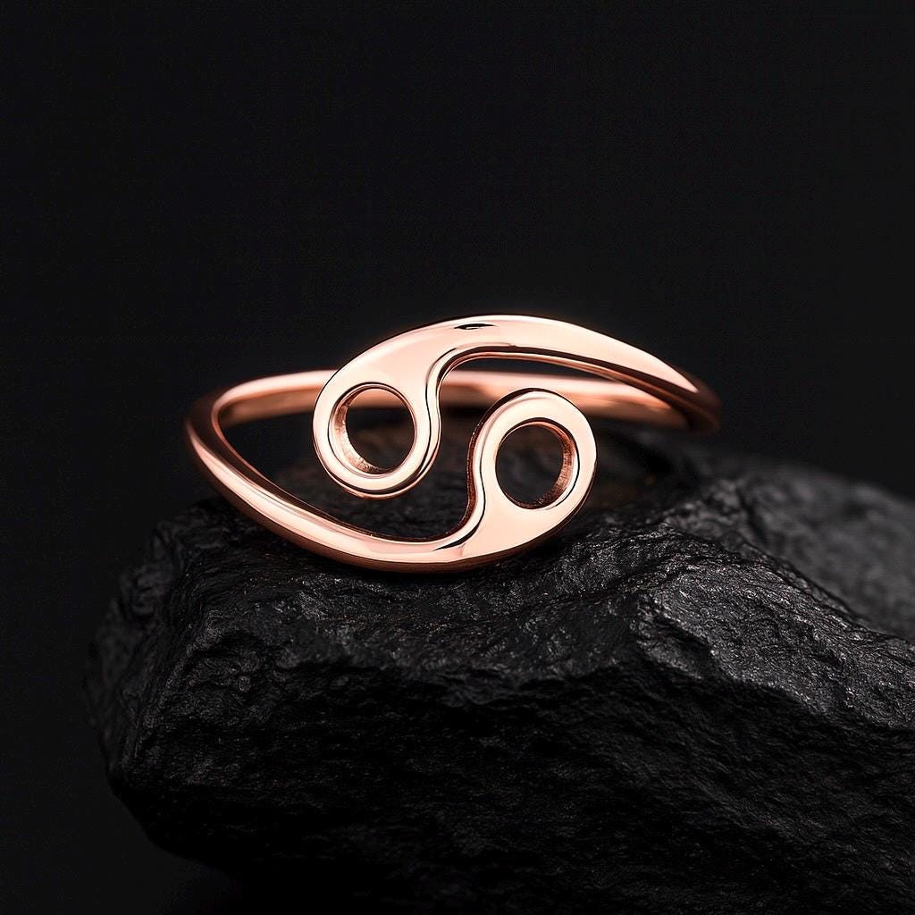 8k Solid Gold Cancer Zodiac Ring / Cancer Horoscope Ring / Gold Ring / 8k Solid Handmade Zodiac Ring