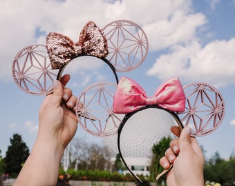 Pretty In Pink - Epcot Ball Inspired Mickey Ear Headband