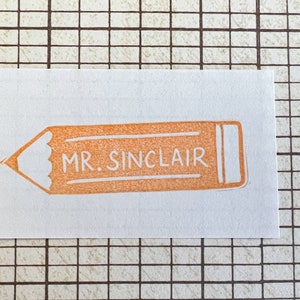 Personalized Pencil Teacher Stamp - Teacher Appreciation, Back to School Gift