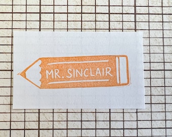 Personalized Pencil Teacher Stamp - Teacher Appreciation, Back to School Gift