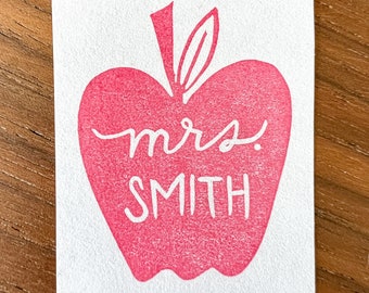 Personalized Apple Teacher Stamp - Teacher Appreciation or Back to School Gift