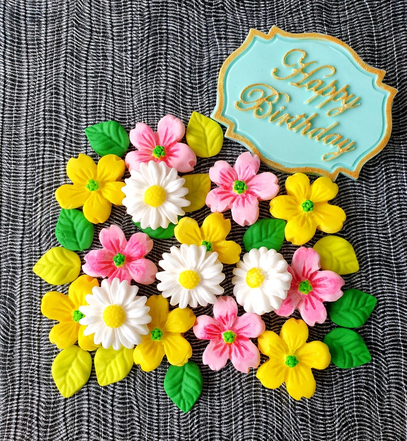 Edible Fondant Sugar Meadow Wild Flowers for Cake Cupcake Etsy