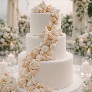 35 Stk Realistische Muscheln Beige Kuchen/Cupcake Topper Fondant