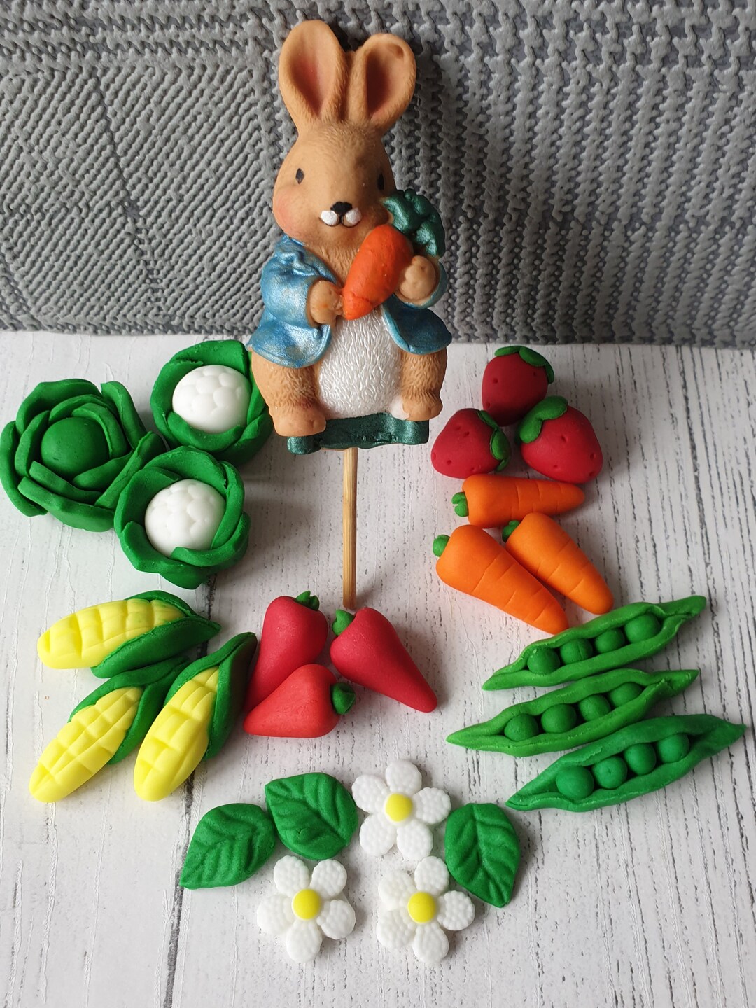 Set of Handmade Peter Rabbit Theme Cake/cupcake Decorations DIY - Etsy UK
