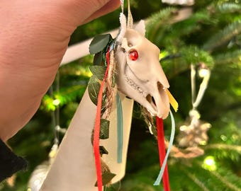 Pre-order * Mari Lwyd Welsh Yule Christmas Hanging Tree Decoration