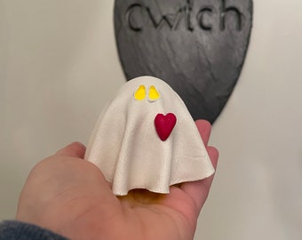 Little Ghostie Red Heart Halloween battery operated tealight holder Ghost