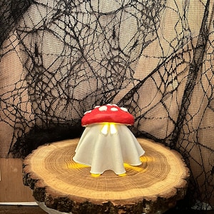 Little Toadstool Gilbert Ghostie Halloween battery operated tealight holder Ghost Mushroom