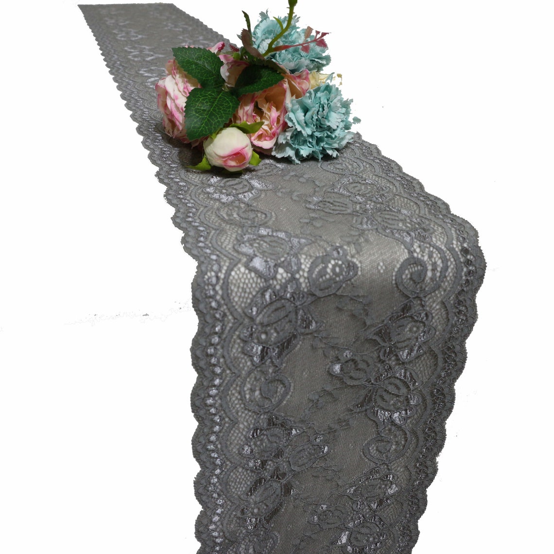 Gray Lace Table Runner/ Lace Table Runner/gray Lace Runner Etsy