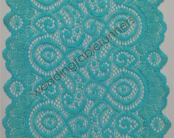 Turquoise lace table runner,  7&quot; wedding table runner , lace table runner,  wedding runners lace table runner  R15012803