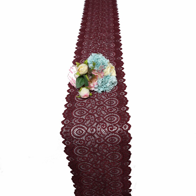 Burgundy lace runner 7 / 18cmlace table Etsy