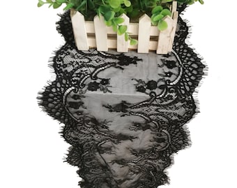 Camino de mesa de encaje negro Camino de mesa de encaje de 10" de ancho Caminos de mesa de boda