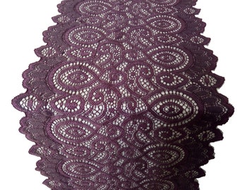 Chemin de table violet aubergine, 7&quot;, chemin de table mariage, chemin de table, chemins de mariage, chemins de table, chemin de table dentelle, mariage aubergine