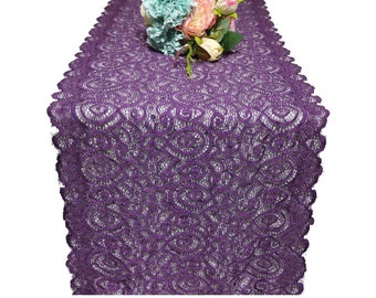 Chemin de table violet, chemin dentelle violet, chemins de table, 12 pouces/30 cm de large 3 pieds-20 pieds de long, mariages violets, décoration de vacances, centres de table
