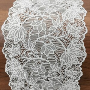 Floral lace table runners bulk,7"/18cm wide, 5ft to 30ft, Lace Table Runner for Rustic Chic Wedding Reception Table Decor,Bridal Shower