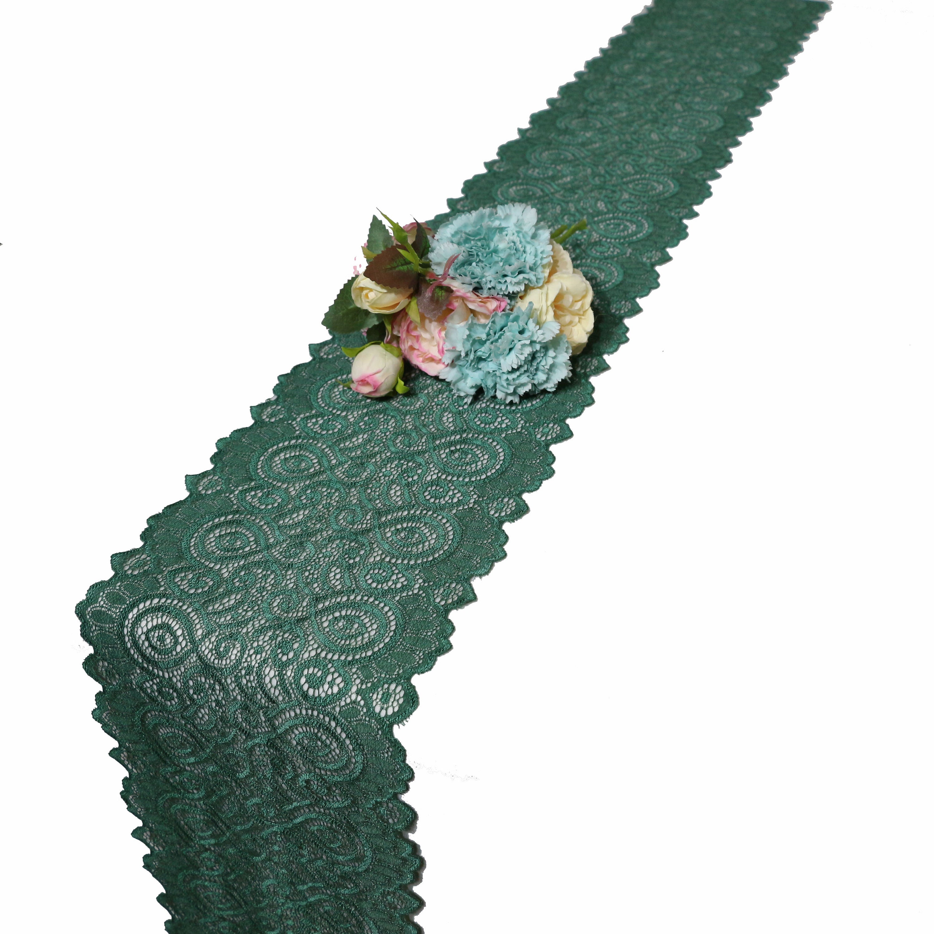 Dark Green Table Runner Lace Table Runners Green Lace Table Etsy