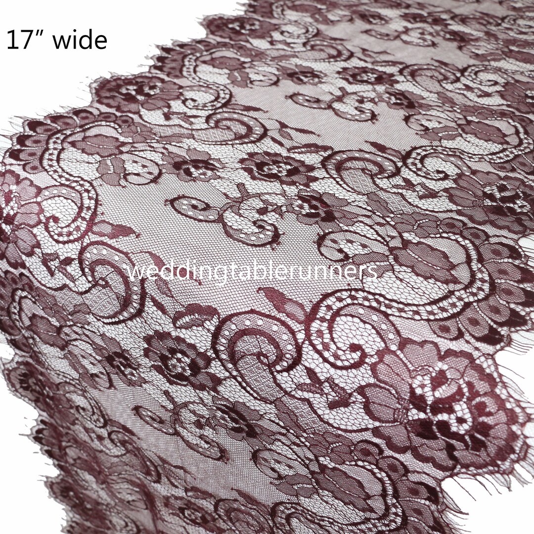 Burgundy Lace Runner/extra Wide Table Runners/ 17 Wide/ 7ft to 10ft Long /burgundy Weddings Etsy