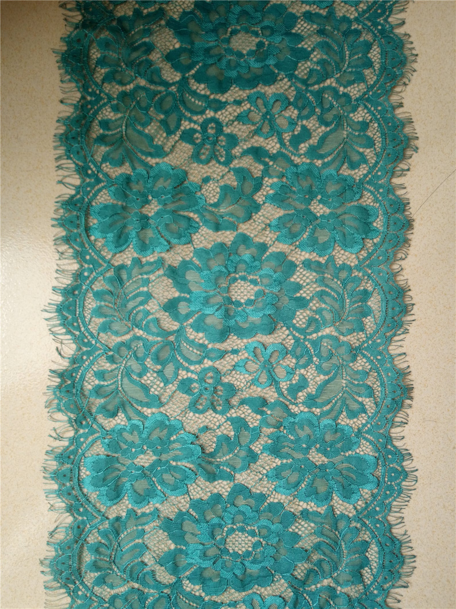 Teal Table Runner Green Lace Table Runner 10 Wide Etsy