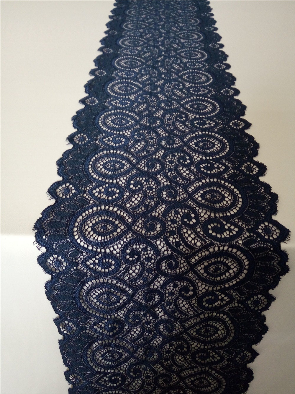 7ft Navy Lace Table Runner 7 Wedding Table Runner Etsy