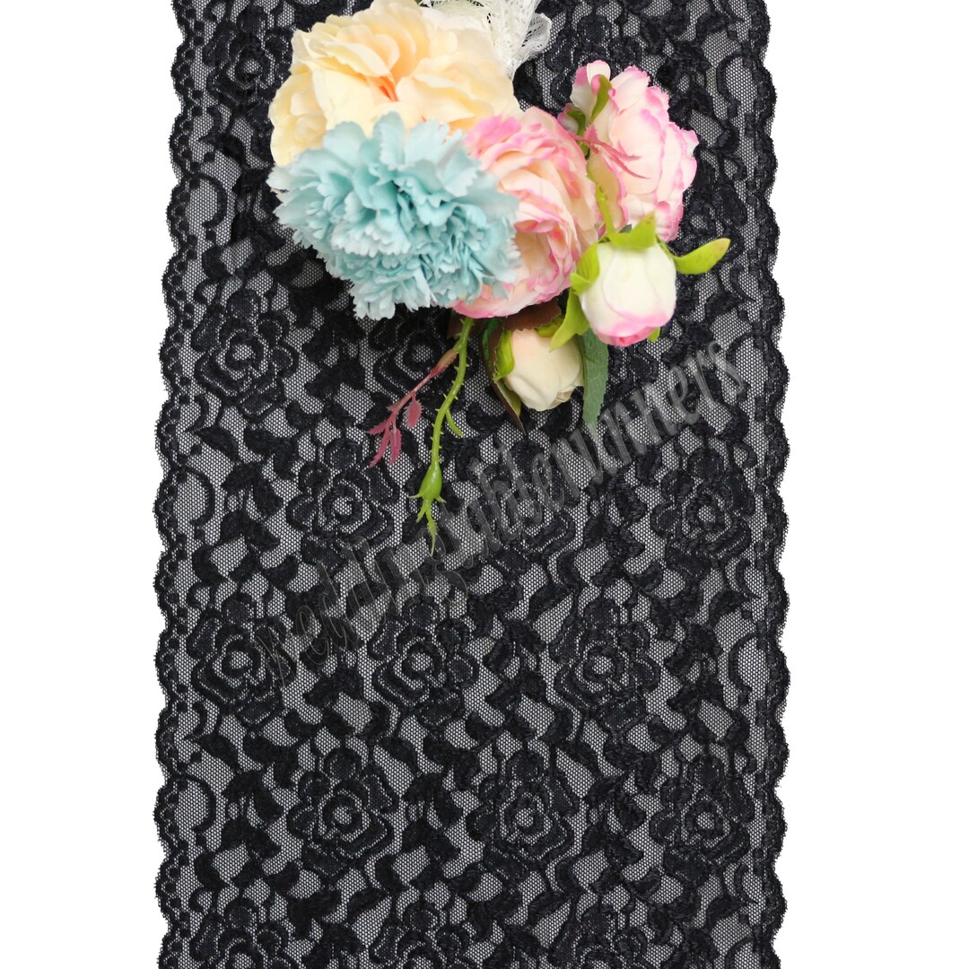 Black Lace Table Runner, Table Runners, Macrame Table Runner, 10inches
