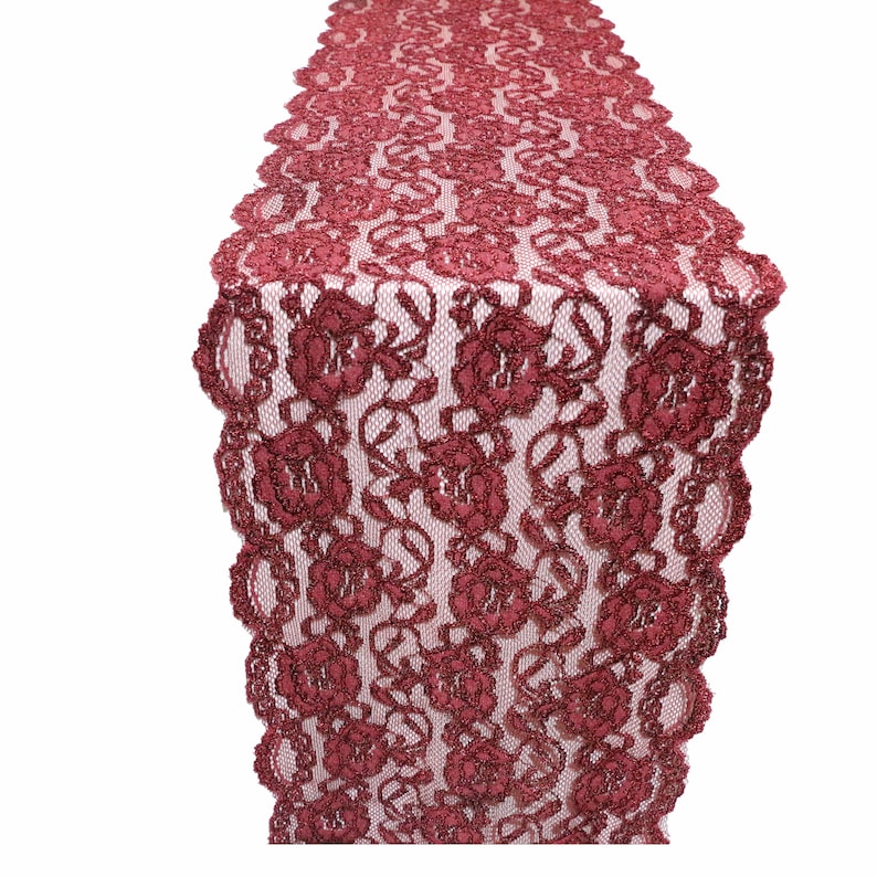 Burgundy Lace Table Runner Table Runner Overlay Lace Table Etsy