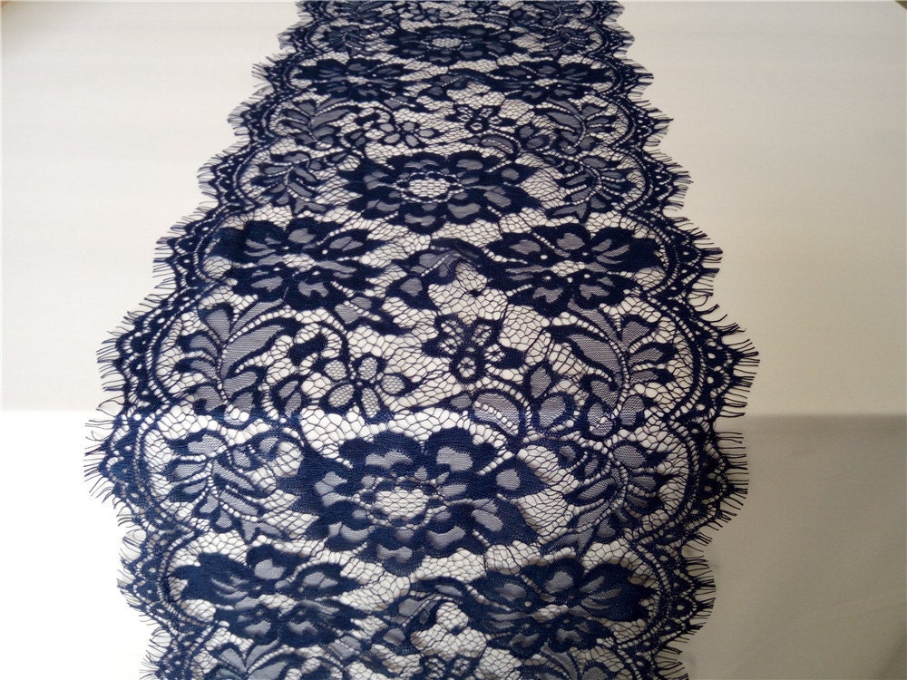 Navy lace runner 10 wide lace table runner wedding Etsy