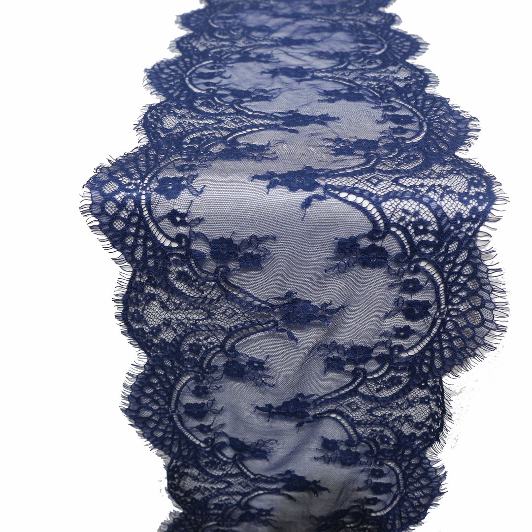 Navy Table Runner Navy Lace Table Runner 11 X 120 Etsy