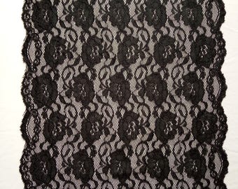 Black lace  runner,  11",  wedding table runner,  white table runners,  wedding  table runners, black lace table runner,  R17030203