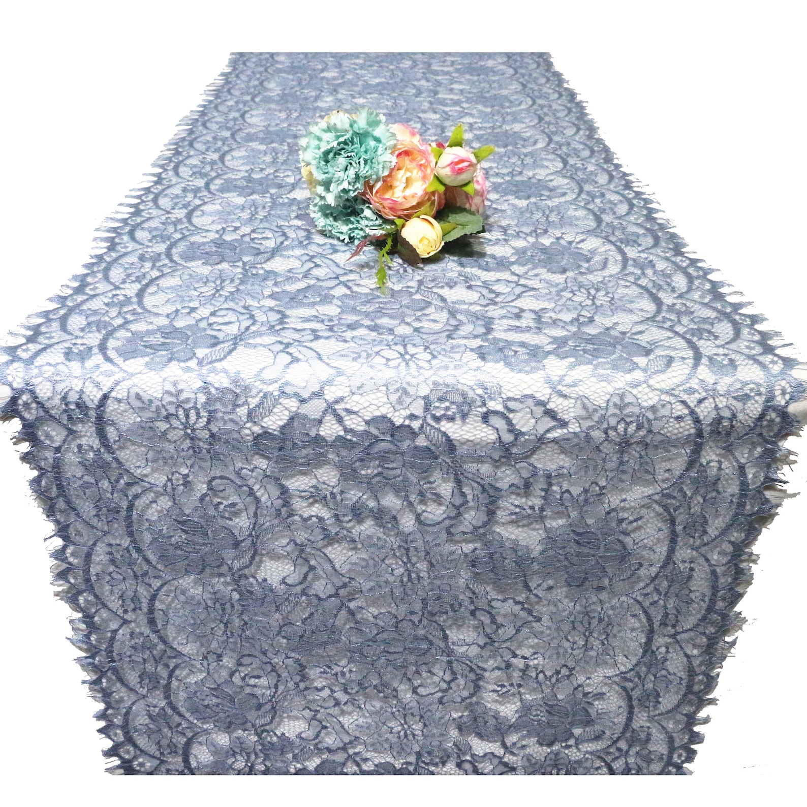 Dusty Blue Lace Table Runner Wedding Decor 18inch/45cm Wide Etsy
