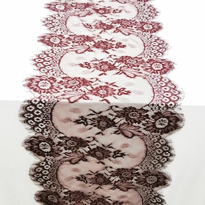 Burgundy  Lace Table runner Valentine's day table runner burgundy table runner  burgundy wedding 12" wide