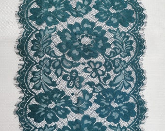 Teal Table Runner Teal Green teal wedding Peacock  10" wide 7ft to 10ft lace table runner for wedding