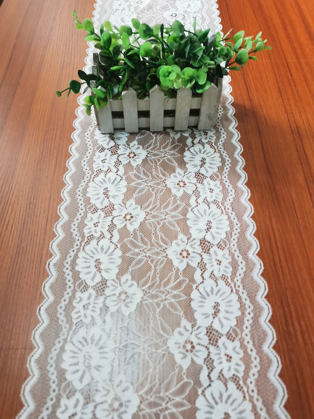 Flower Lace Table Runner White Lace Table Runner 120 Inches Long White