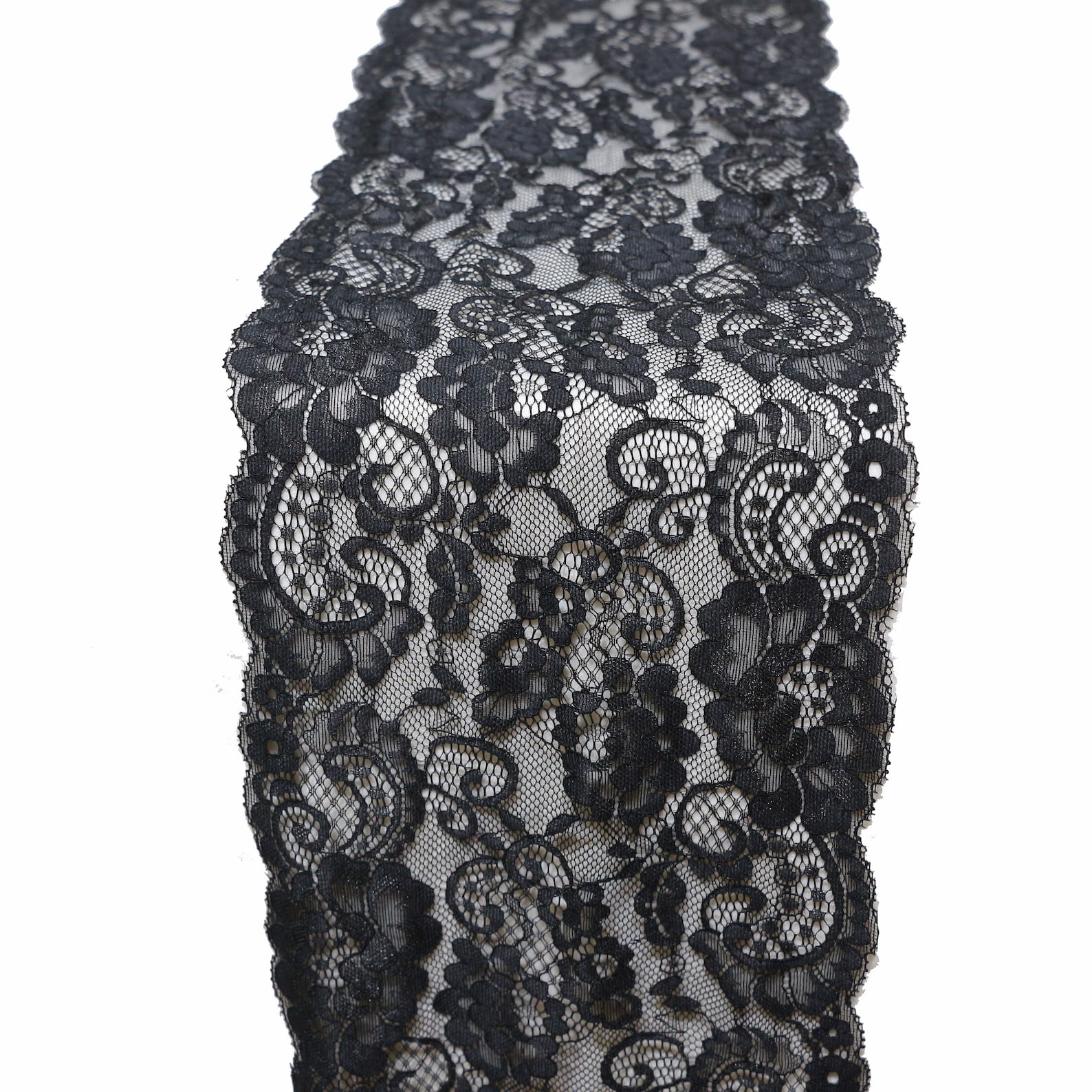 Black table runner black lace runner black table runner black wedding 7inch18cm wide