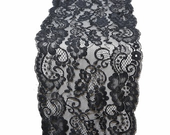 Black table runner black lace runner black table runner  black wedding 7inch/18cm wide