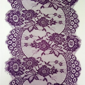 Dark Purple  Lace Table runner, 12&quot; , purple table runners,  wedding  table runners, lace table runner,   R15121302