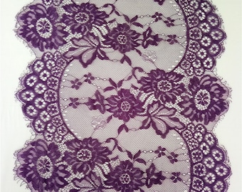 Chemin de table en dentelle violet foncé, 12&quot;, chemins de table violets, chemins de table de mariage, chemin de table dentelle, R15121302