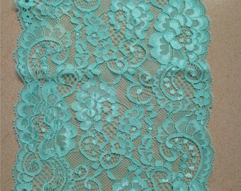 Turquoise lace  runner,  7&quot;,  wedding table runner , lace table runner,  wedding runners,  lace table runner,   R15012810