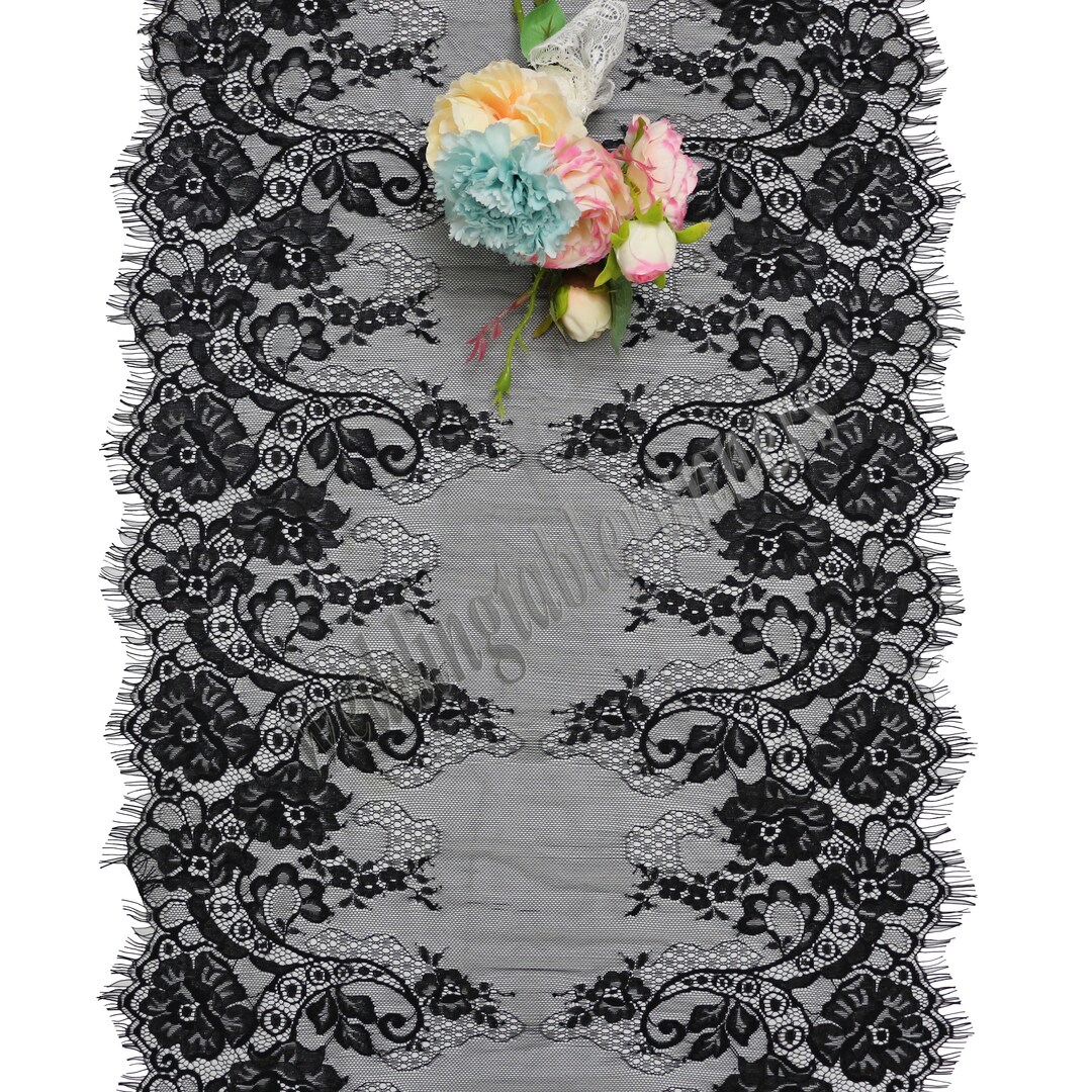 Black Table Runner Table Runner Black Lace Runner Farmhouse Etsy