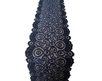Navy lace runner table runner 7" wedding table runner , lace table runner, wedding runners something blue, wedding shower runners  R120312