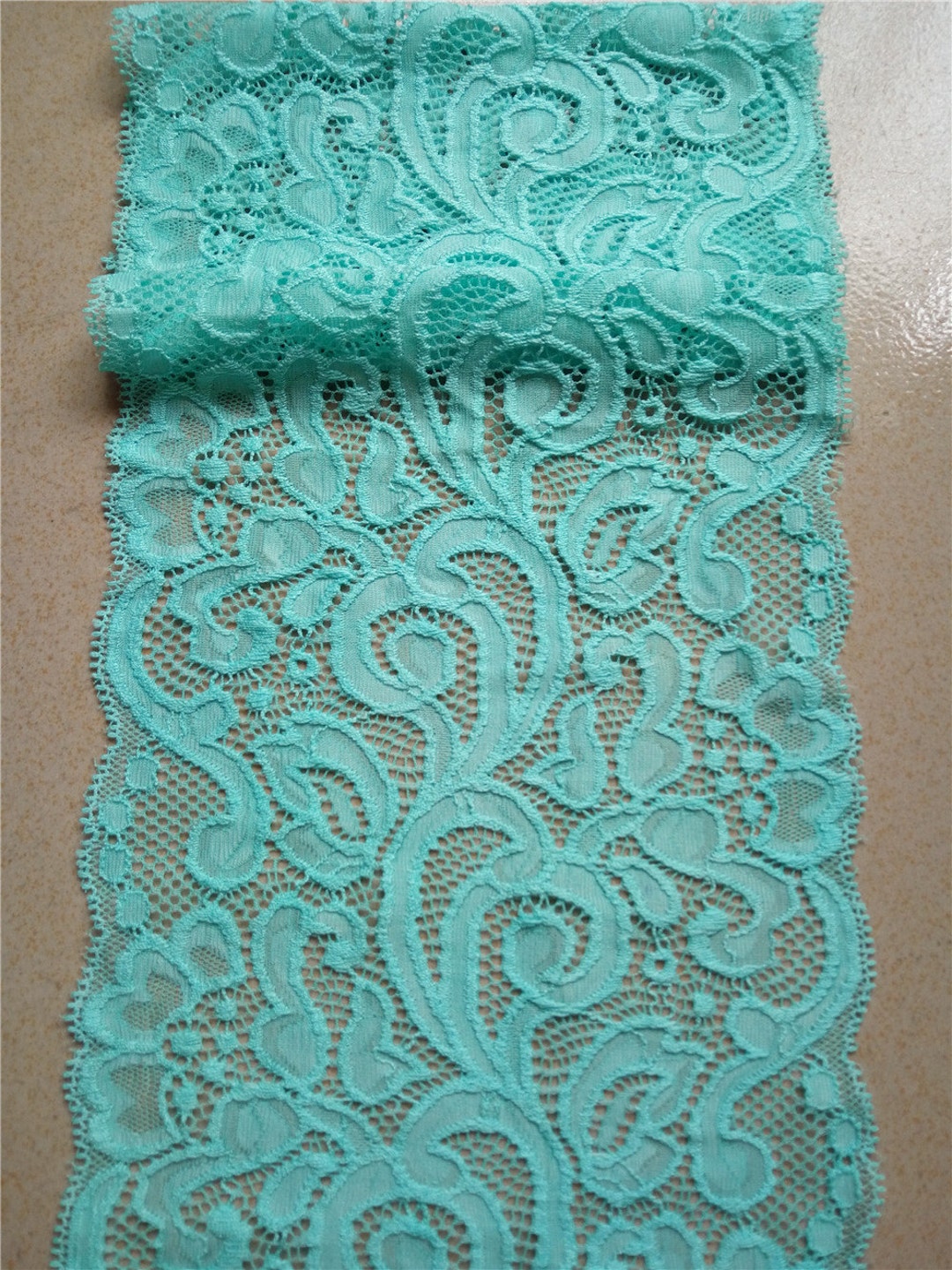Turquoise Lace Table Runner, 7, Wedding Table Runner , Lace Table